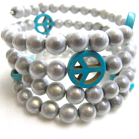 Peace Bracelet in White & Turquoise
