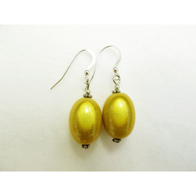 Large Olive Earrings in Lemon Yellow