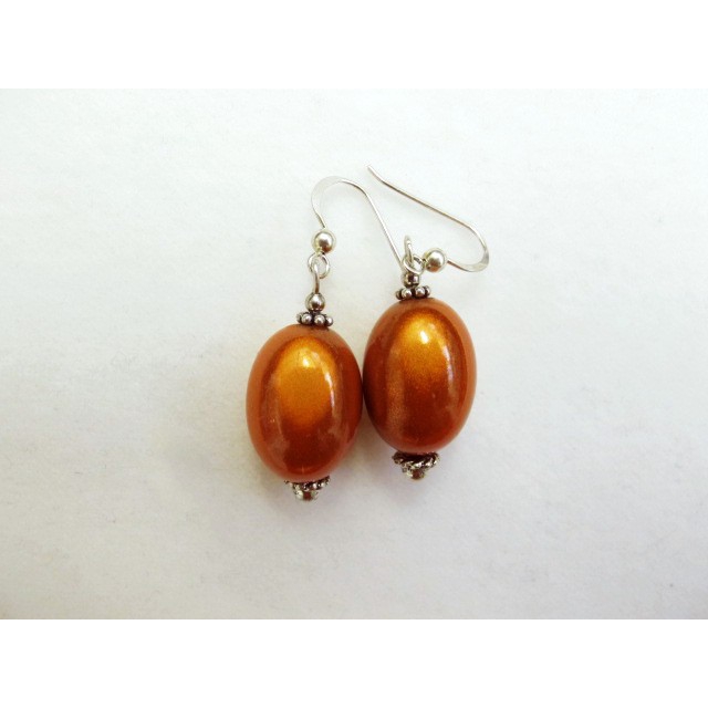 Large Olive Earrings in Orange