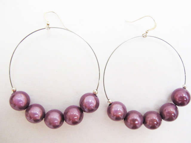 Metal Hoop Earrings in Purple