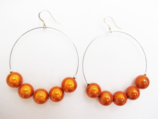 Metal Hoop Earrings in Orange