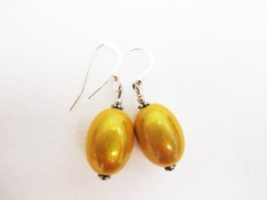Large Olive Earrings in Golden Yellow
