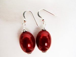 Large Olive Earrings in Red
