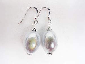 Large Olive Earrings in White