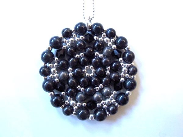 Mandala Necklace in Shades of Black