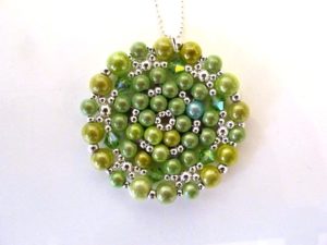 Mandala Necklace in Shades of Lime