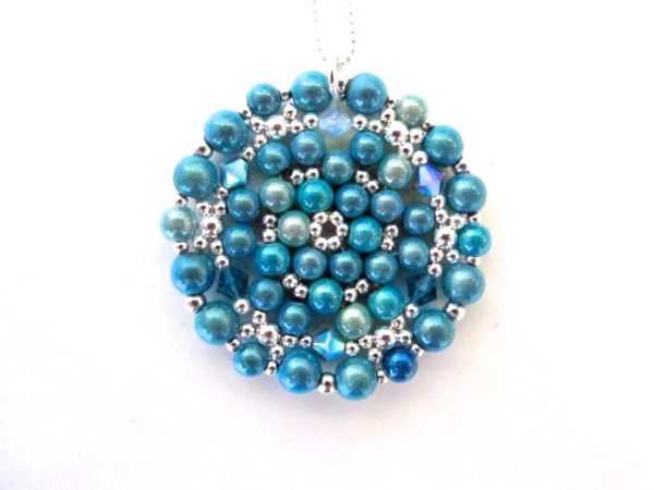 Mandala Necklace in Shades of Turquoise