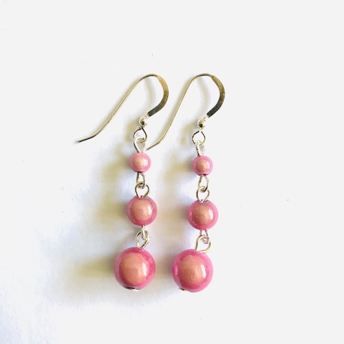 Mini-Dangly Earrings in dark pink (3 cm)