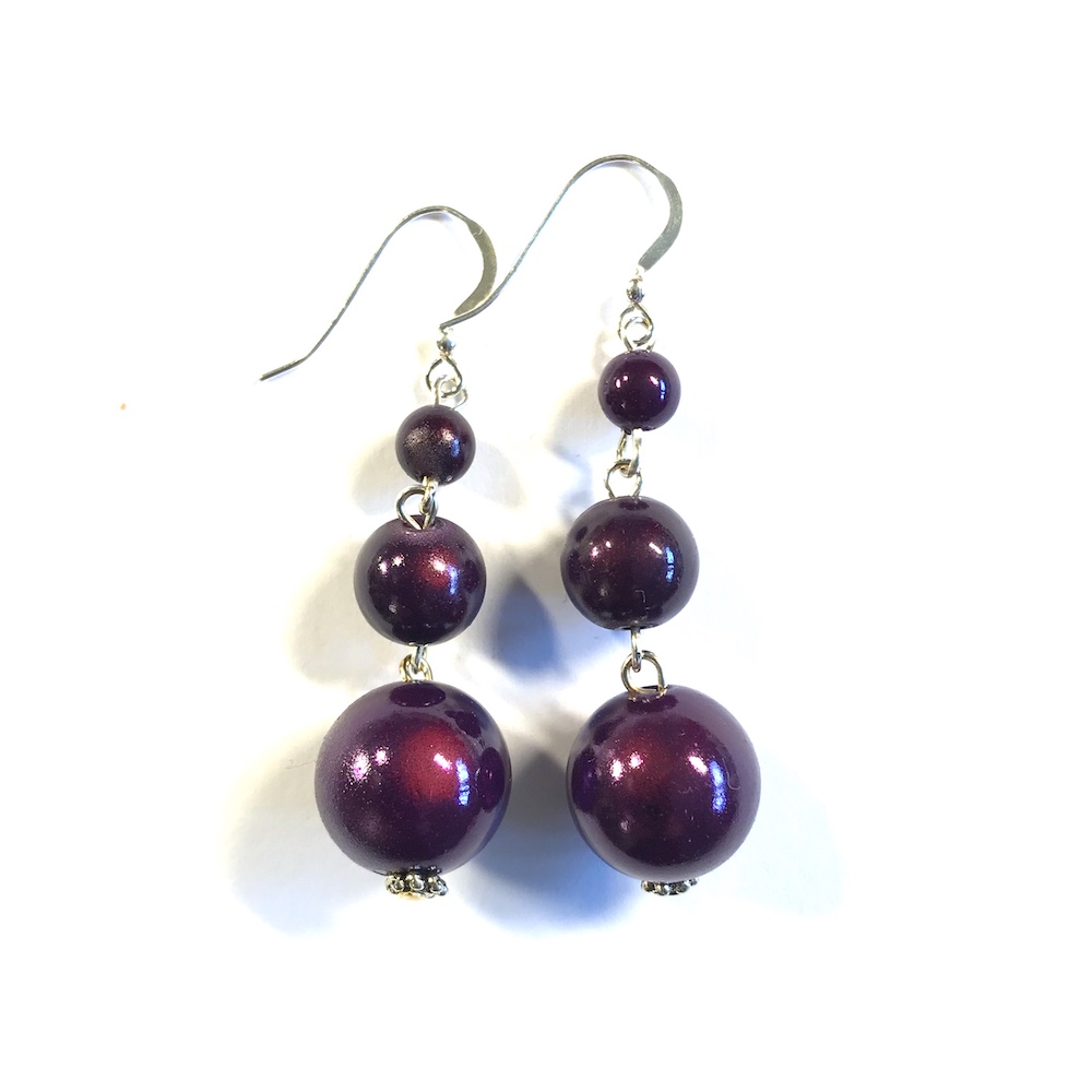 Short Dangly Earrings in Dark Purple