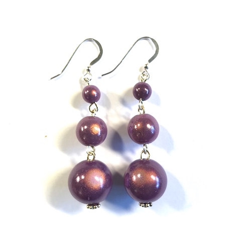 Short Dangly Earrings in Purple