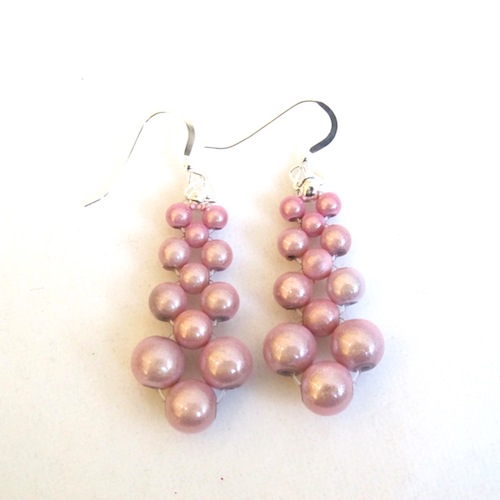 Woven Tapered Earrings in pink